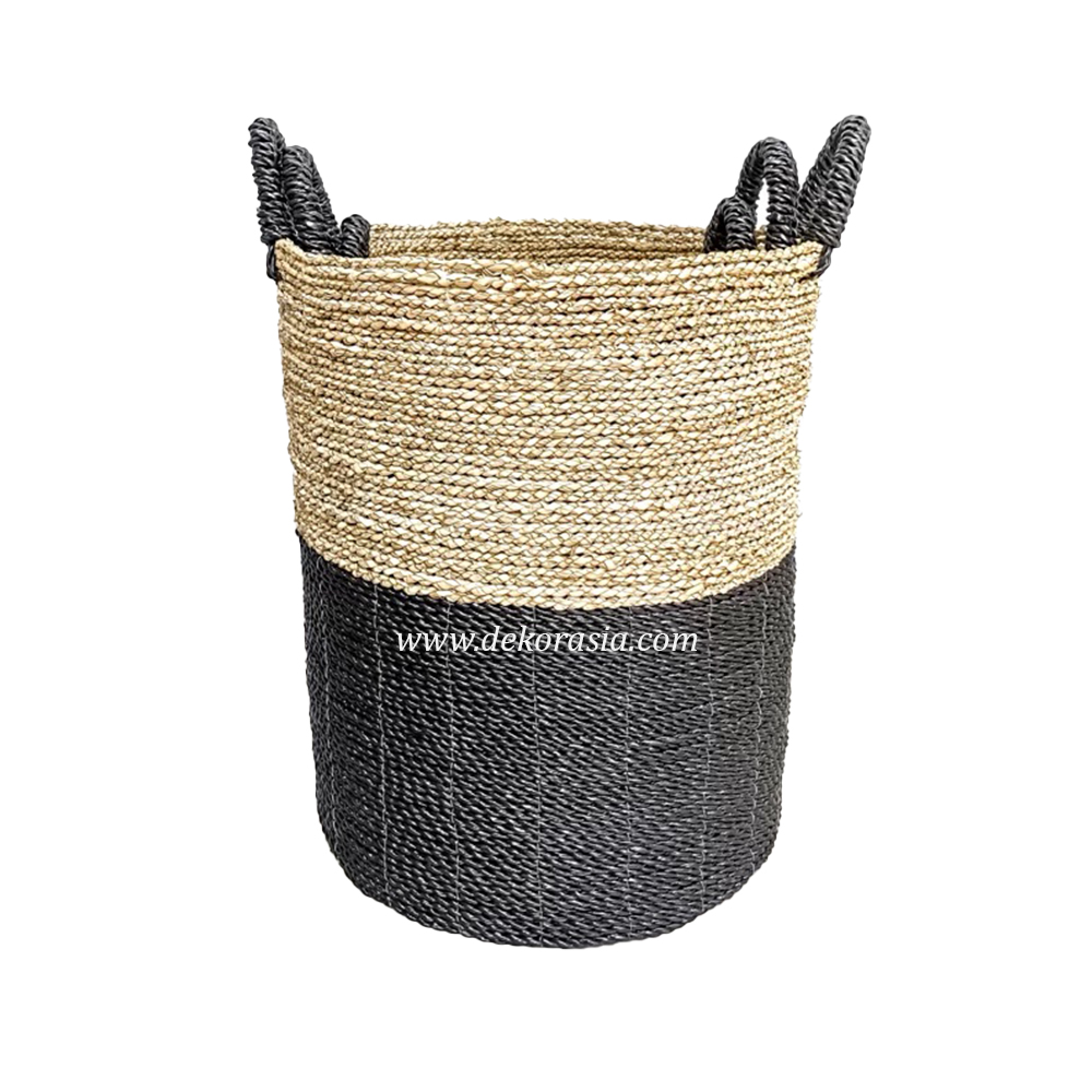 Woven Rope Storage Basket, Woven Natural Basket with Handles