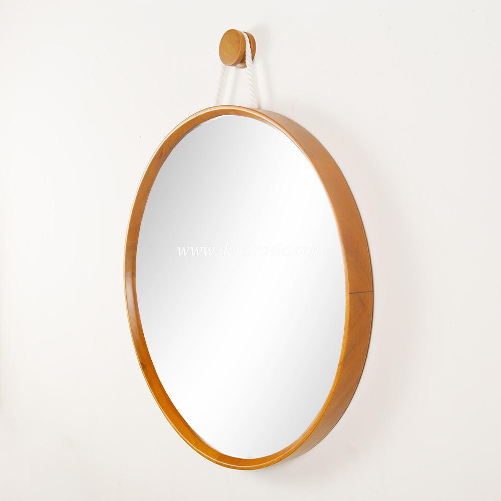 Natural Round Mirror Decorative, Wall Mirror Home Decoration, Wood Frame Mirror - Image 2