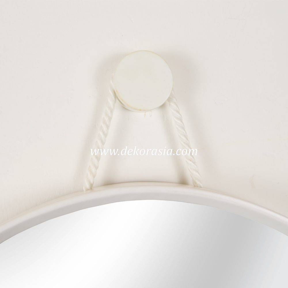 White Round Mirror Wall Decor, Wooden Frame Mirror, Natural Wood Mirrors - Image 2
