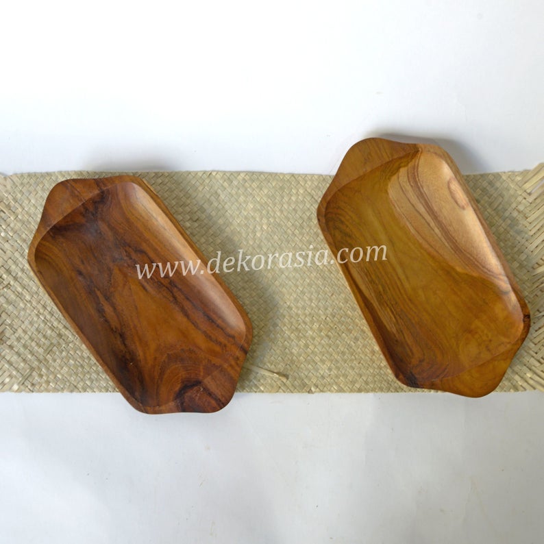 Natural Teak Wooden Tray, Dinnerware Set Dishes and Trays - Image 2