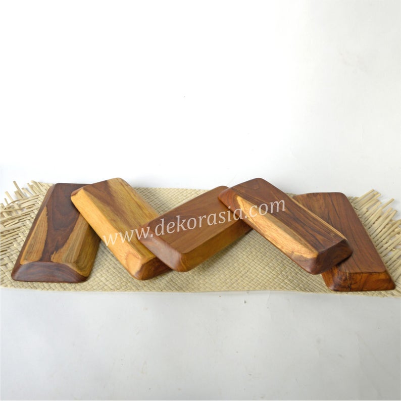 Natural Teak Wooden Tray Size 7.9 inches, Dinnerware Set Dishes & Wooden Trays - Image 4