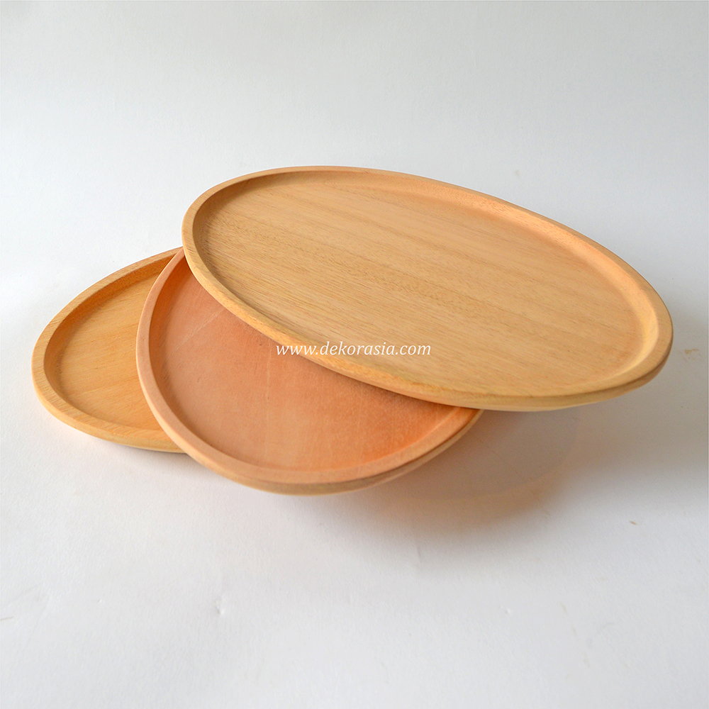 Natural Oval Wood Plate, Solid Wood Serving Platters Highly Durable - Image 1