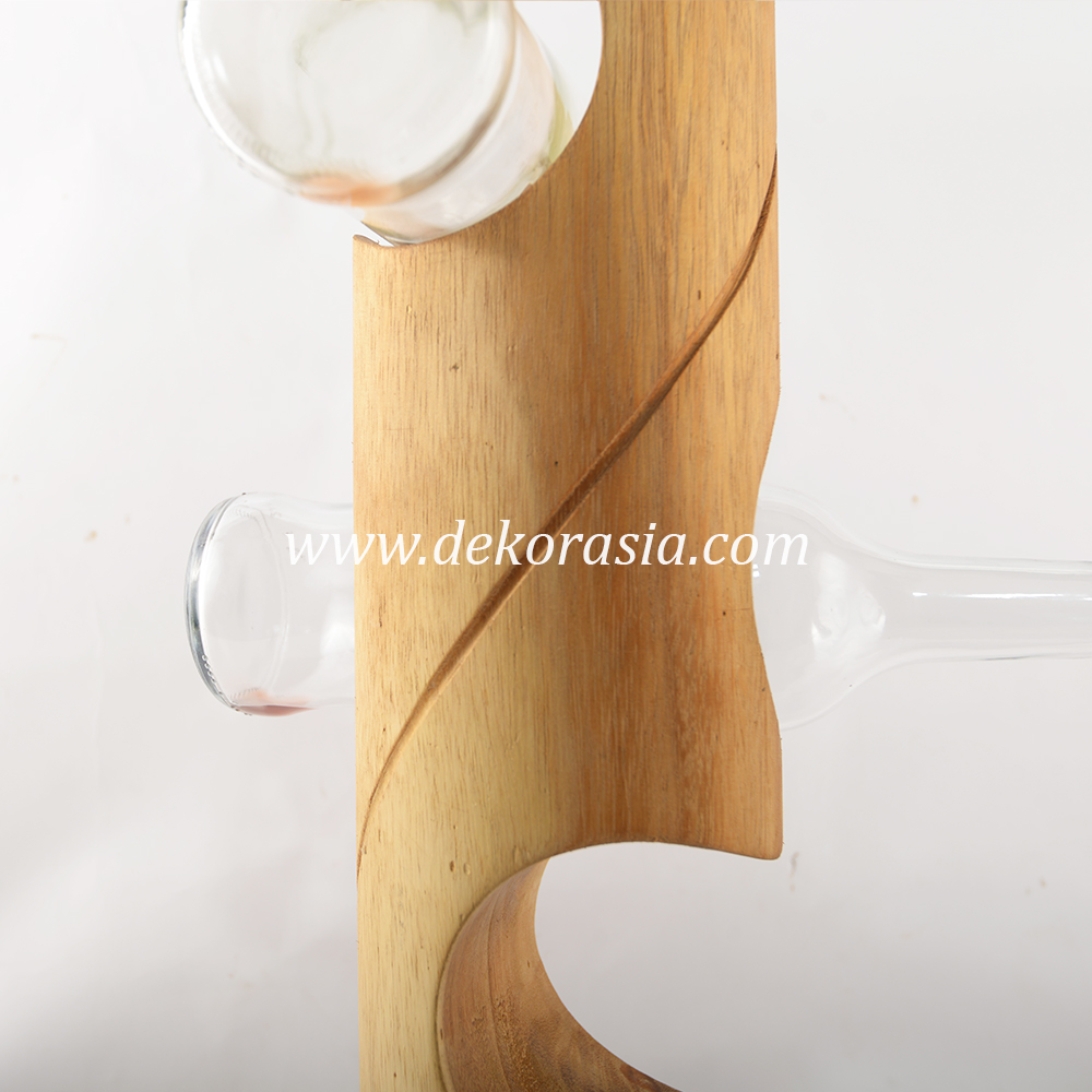 Round Wine Holder, 4 Bottle Wine Rack, Natural Wooden Wine Rack Storage - Image 3