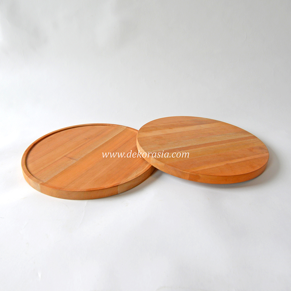 Natural Round Wooden Tray Dinnerware Plate For Serving Fruit - Image 4