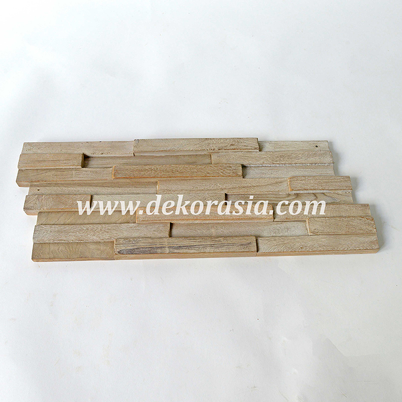 Wood Wall Square Teak 323 White Washed, Natural Wall Cladding for Decoration - Image 1