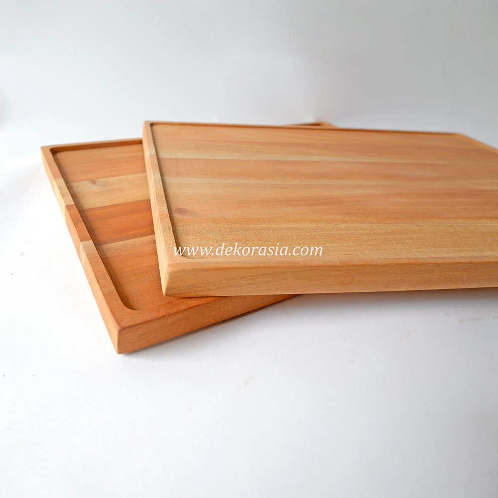 Natural Wooden Square Tray for Snack and Serving Tray - Image 3