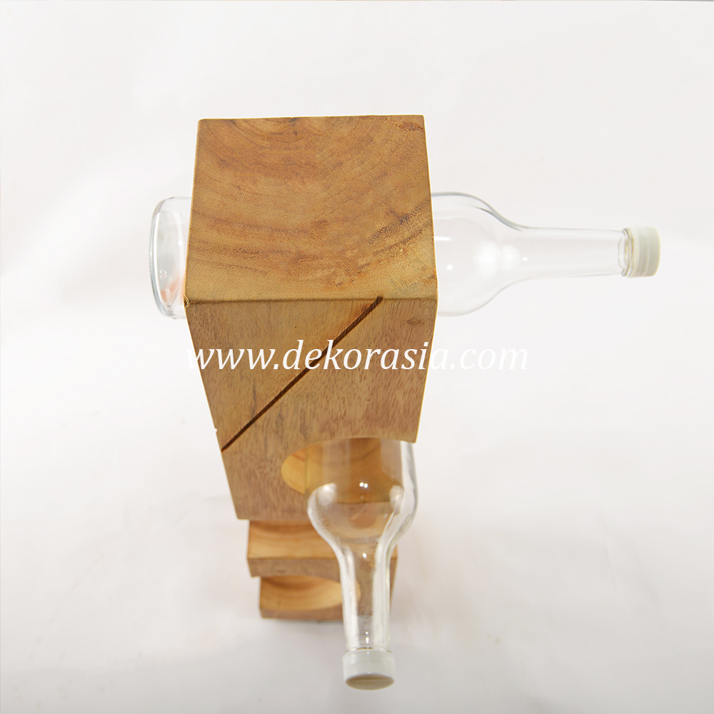 Square Wine Holder, Wooden Wine Rack Storage, 4 Bottle Wine Rack - Image 4
