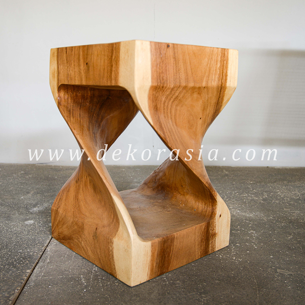 Square Single Twist Wooden Stool for Home Furniture - Image 4