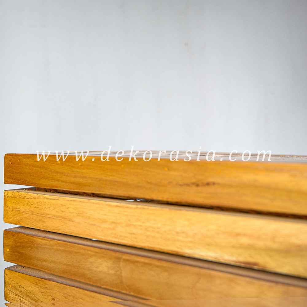 Teak Barn Stool with Rubber Feet - Wood Stools Furniture - Image 3