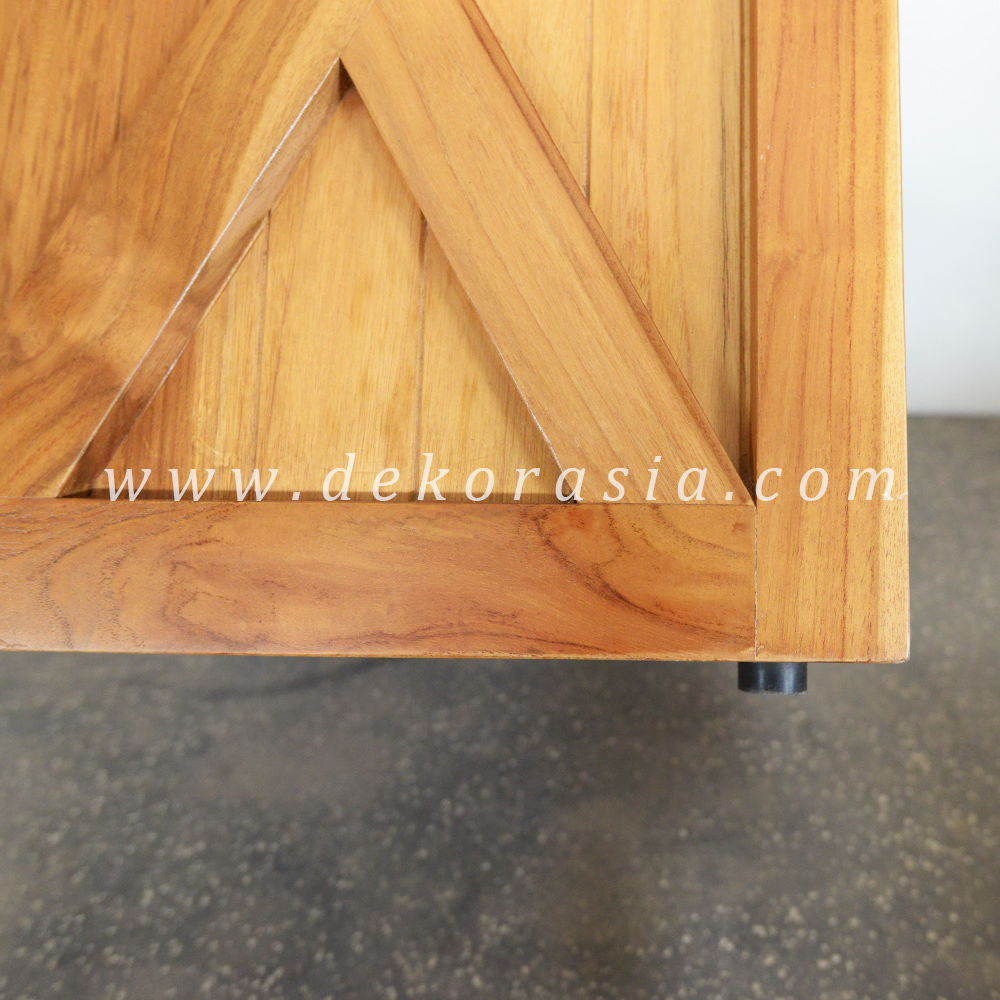 Teak Barn Stool with Rubber Feet - Wooden Stools - Image 3