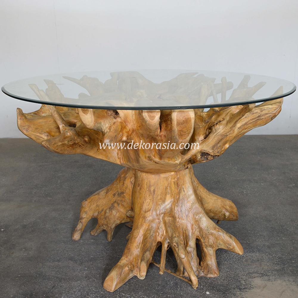 Teak Root Dining Tables, Antique Style Luxury Teak Wood Root Dining Tables, Round Dining Table - Image 2