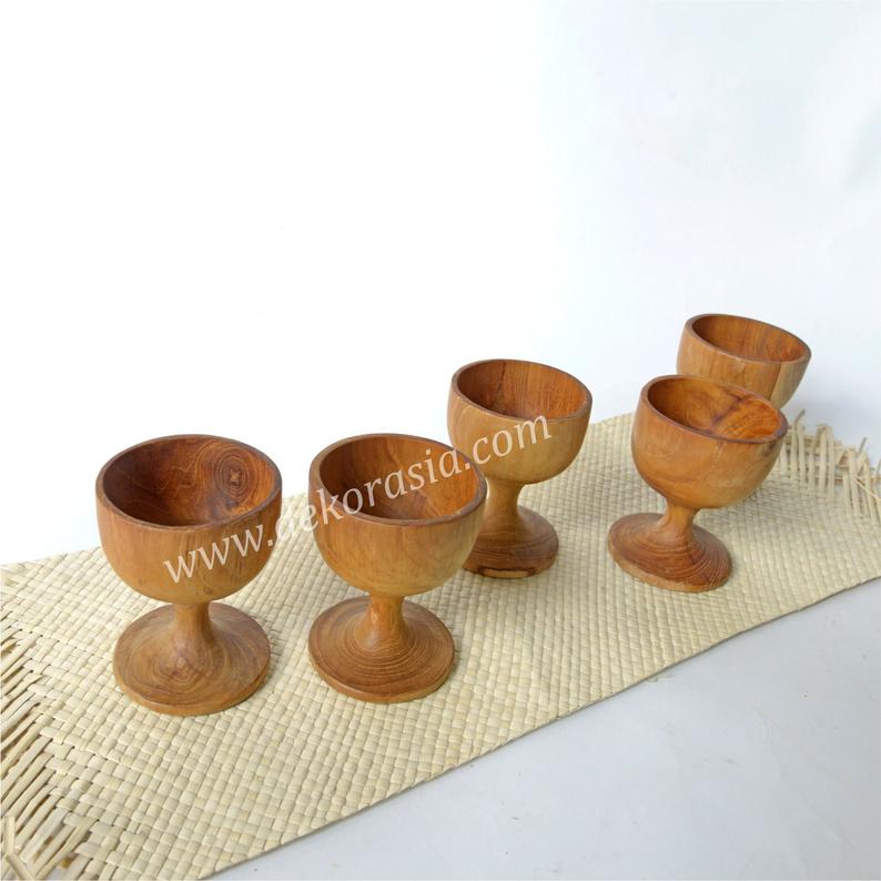 Teak Wine Goblet Diameter 3 Inches x Height 4 to 4.8 inches, Teak Wood Kitchenware - Image 3
