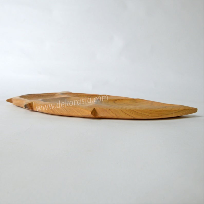 Teak Wood Plates Leaf Shaped, Dinnerware Set Dishes & Plates Serving - Image 4