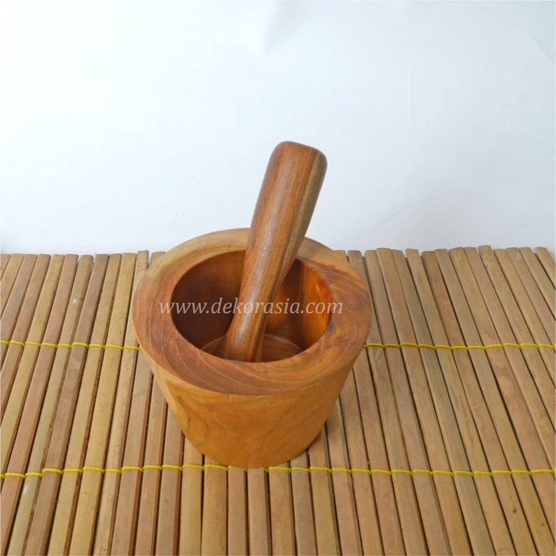 Teak Wood Mortar Size Dia 4.2 to 6 Inches, Natural Teak Mortar - Image 3
