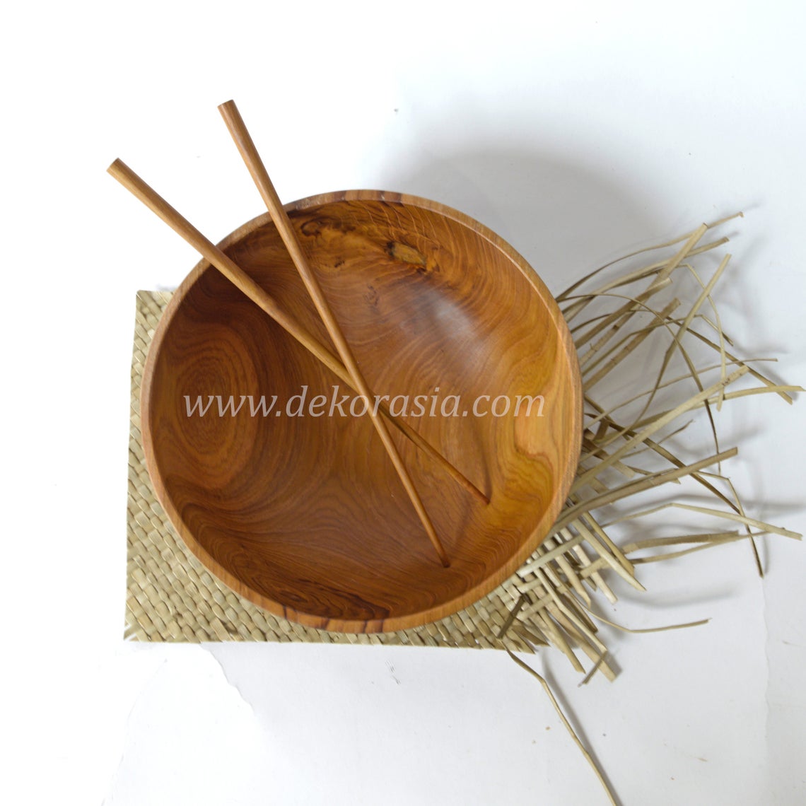 Teak Wood Round Bowl Dish Serving Salad, Wood Bowls Kitchenware - Image 2