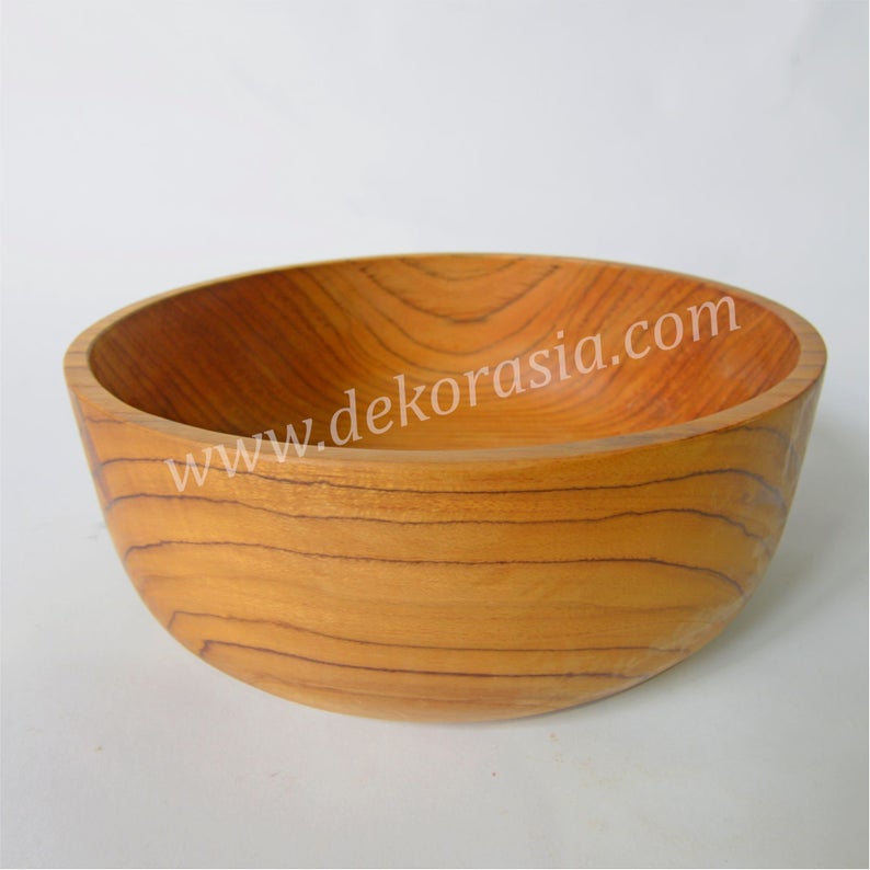 Teak Wood Round Bowl Serving Dessert Diameter 8.8 to 12 inches, Dinnerware Set Dishes & Salad Bowl - Image 3