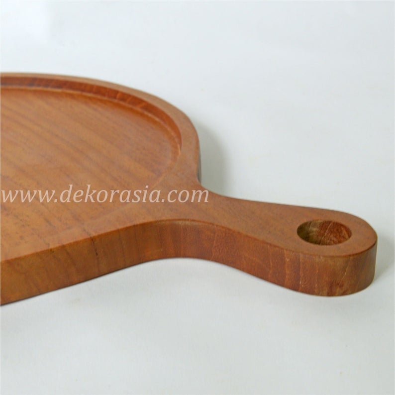 Teak Wood Round Chopping Board, Serving Platter Dia 10.5 Inches, Dinnerware Set Dishes & Chopping Board - Image 4