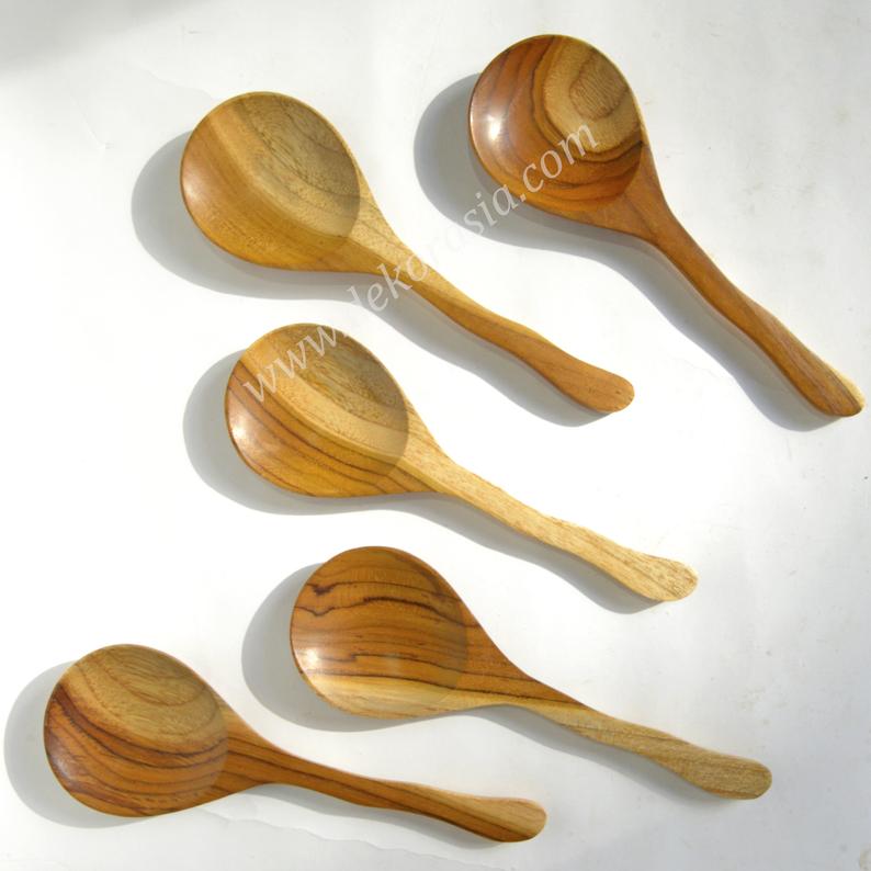 Teak Wood Round Wooden Rice Ladle Spoon - 9.1 inches length | Kitchenware - Image 2