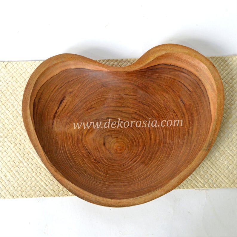 Teak Wood Tray Natural Shape Diameter 12 Inches, Dinnerware Set Dishes & Trays - Image 1
