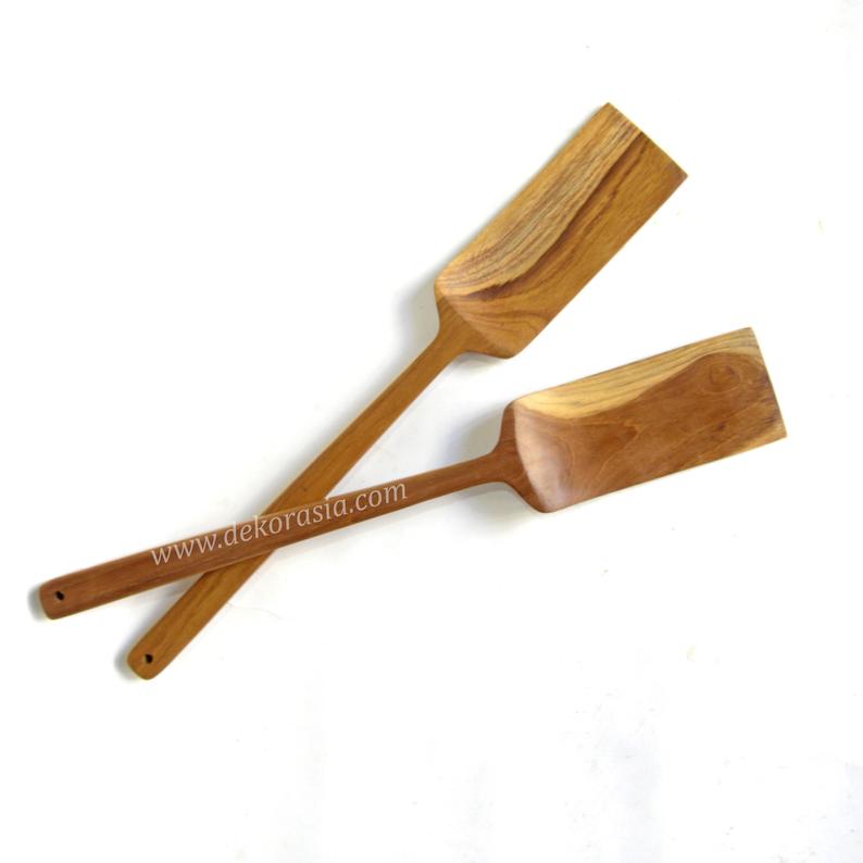 Teak Wood Spatula Kitchen Utensil Rectangular Blade - Wooden Spatula Set Kitchen Utensils - Image 1