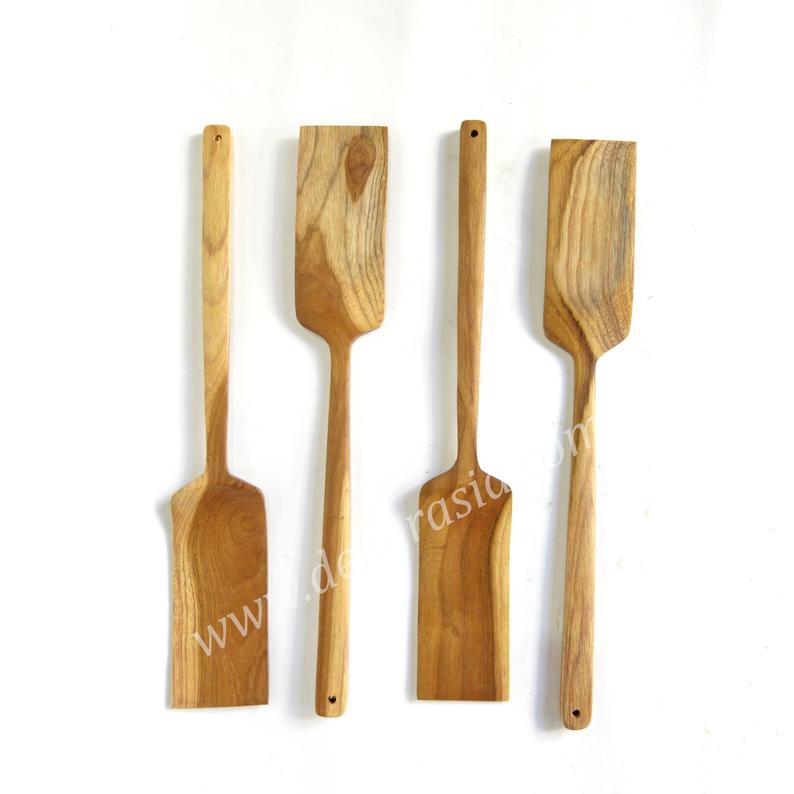 Teak Wood Spatula Kitchen Utensil Rectangular Blade - Wooden Spatula Set Kitchen Utensils - Image 2