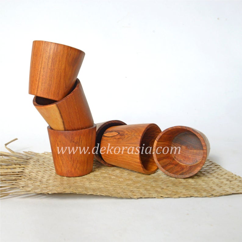 Wooden Glass Natural, Teak Wooden Shot Glass Mini 2 Inches, Glass Drink - Image 3