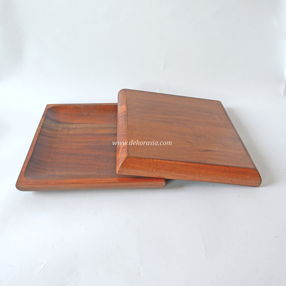 High Quality Wood Dinner Plate Square, Wooden Plate for Snack Fruit - Image 3