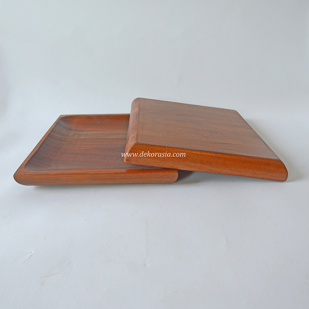 High Quality Wood Dinner Plate Square, Wooden Plate for Snack Fruit - Image 4