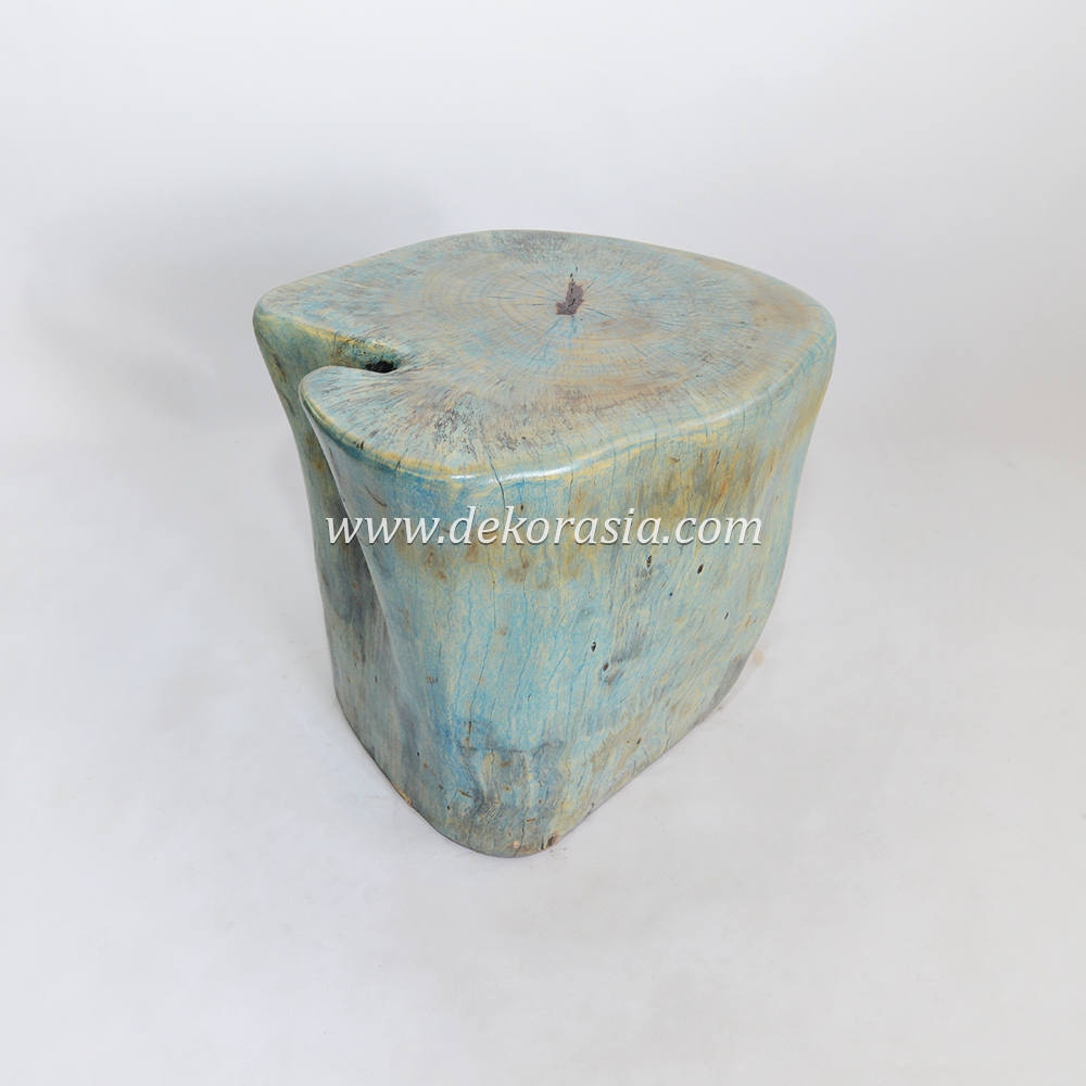 Solid Wood Stool Soft Blue, Wood Stool Decorative, Wooden Stool for Patio, Living Room Furniture - Image 3