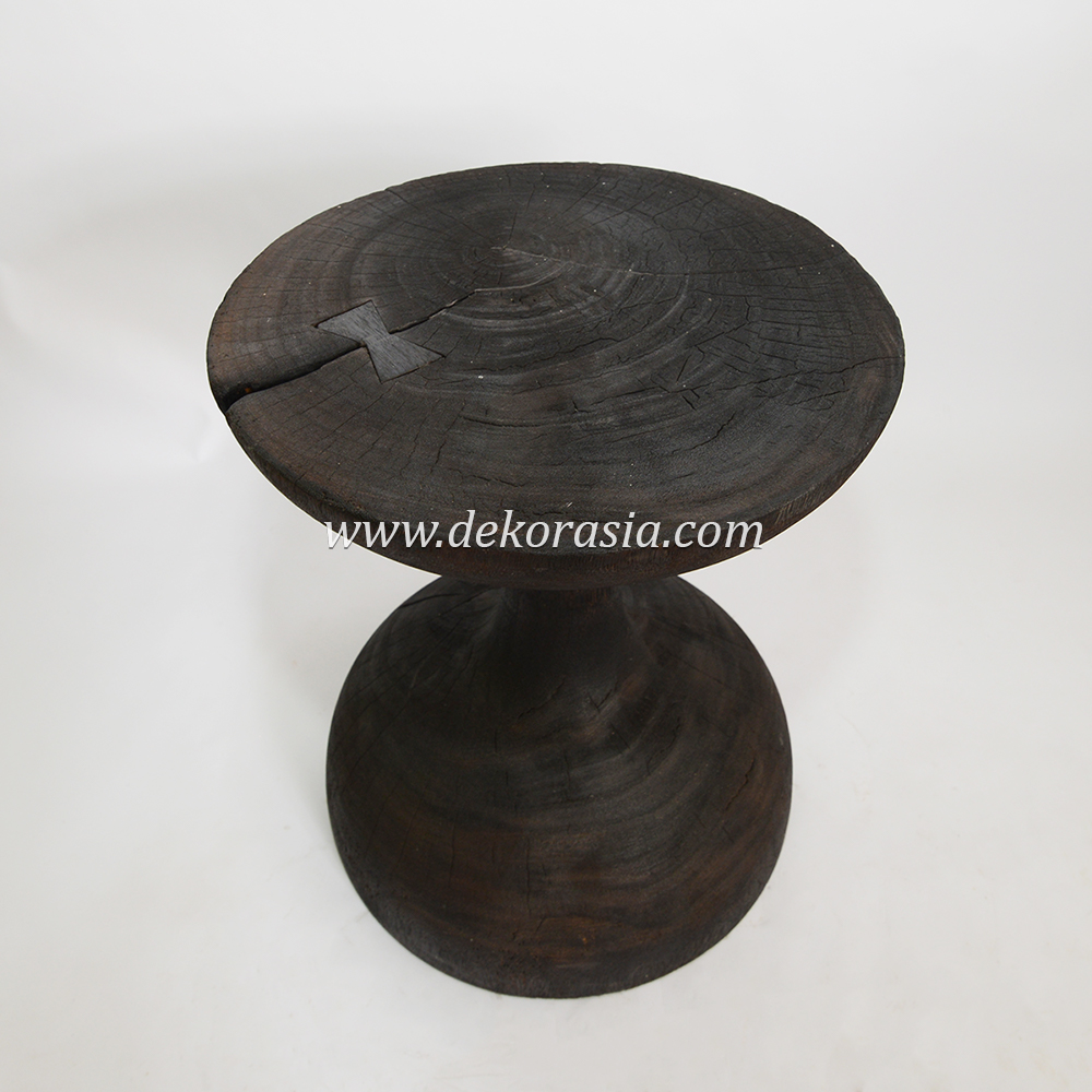Black Wood Stool for Home Living Room, Unique Wooden Stool Decorative, Suar Wooden Stool Chair - Image 3
