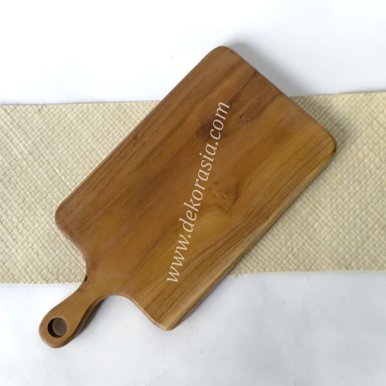 Wooden Antique Teak Cutting Board with Handle, Wood Cutting Board - Image 2