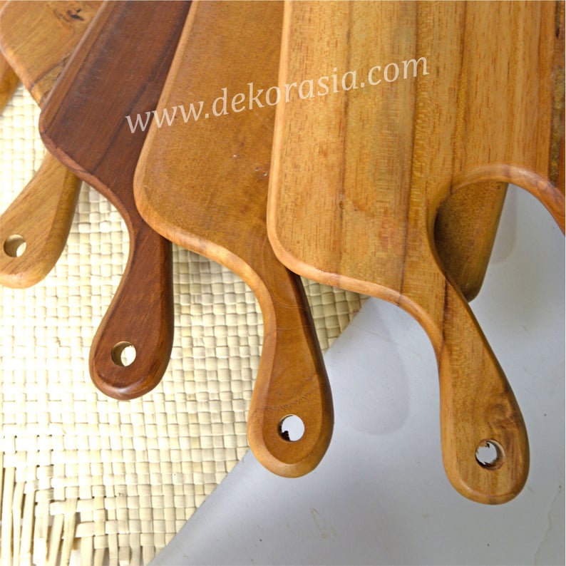 Wooden Antique Teak Cutting Board with Handle Size 14 inches, Wood Cutting Board Vegetable - Image 3