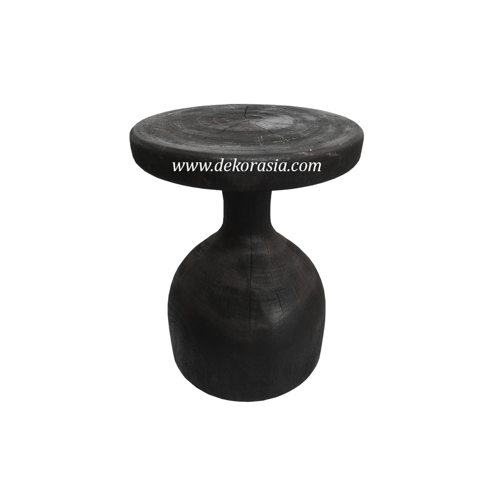 Black Wooden Stool Decorative, Unique mushroom shaped Stool, Solid Wood Stool Wood Furniture - Image 1