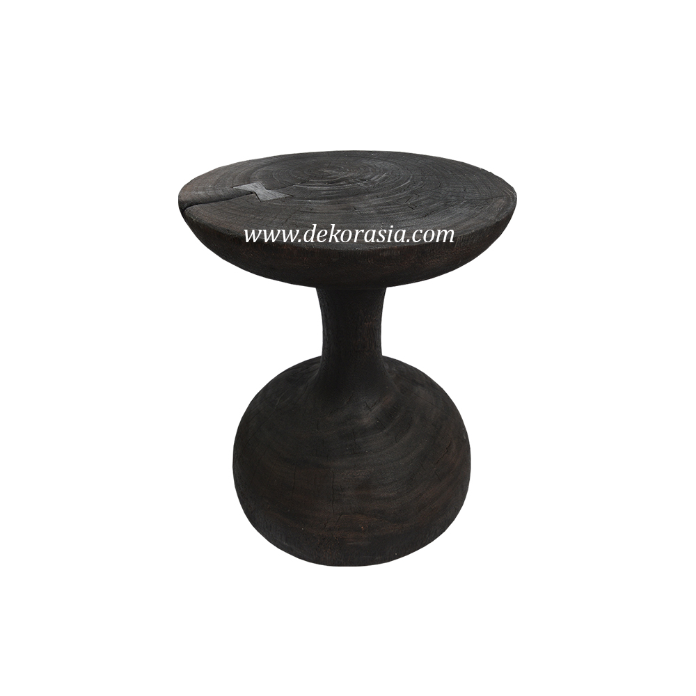 Black Wood Stool for Home Living Room, Unique Wooden Stool Decorative, Suar Wooden Stool Chair - Image 1