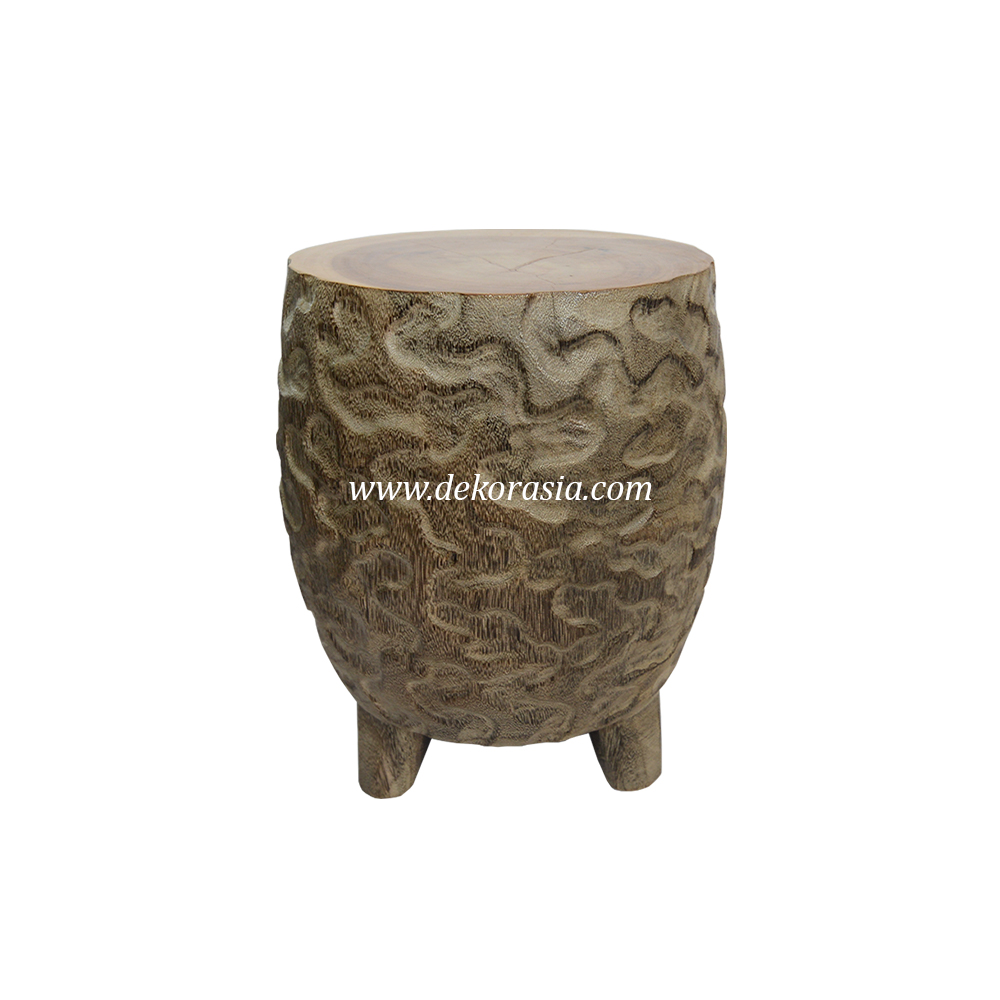 Wood Stool Decorative with Legs, Home Furniture Wooden Stool Chair, Wooden Stool with Carved Motifs - Image 1