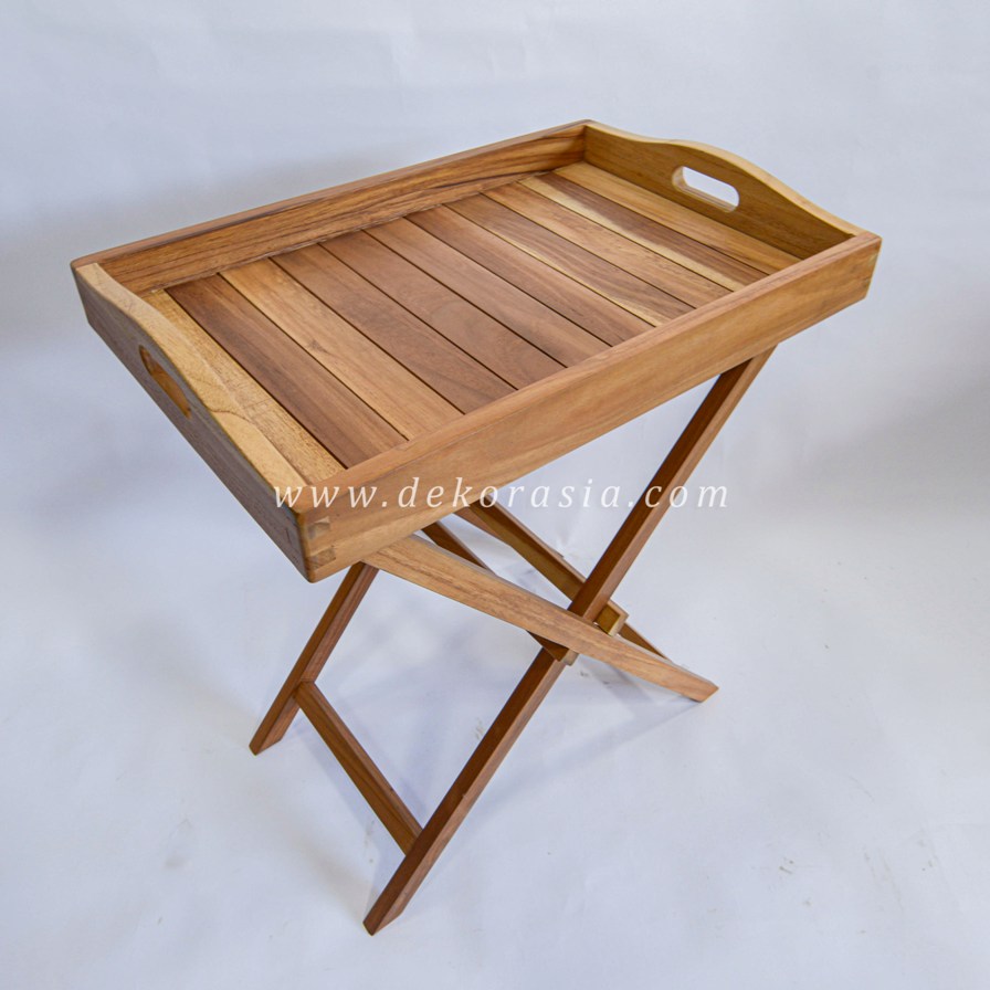 Table Wood Tray Stand, Wooden Furniture for Home Decoration, Wooden Tray with Stand - Image 2