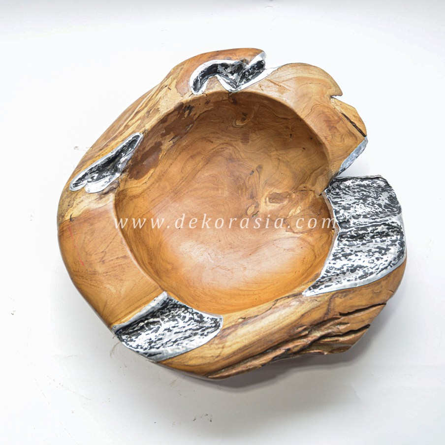 Wooden and Aluminium Decorative Bowl, Wooden Bowl for Home Decoration, Natural Wood Bowls Unique - Image 3