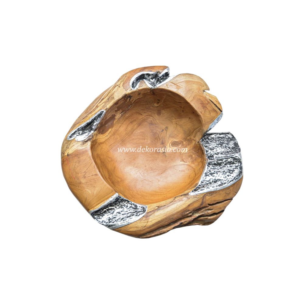 Wooden and Aluminium Decorative Bowl, Wooden Bowl for Home Decoration, Natural Wood Bowls Unique - Image 1