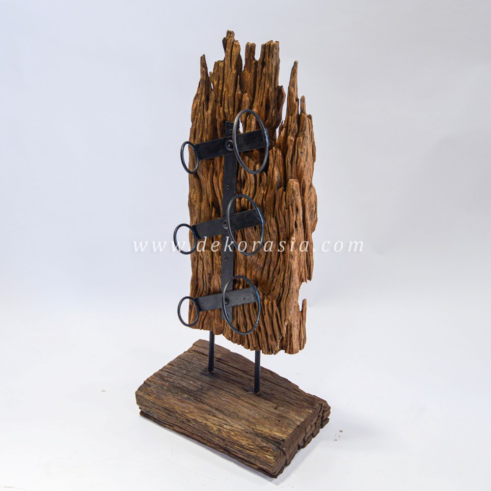 Natural Wood Wine Rack, 3 Bottle Wine Rack - Image 2