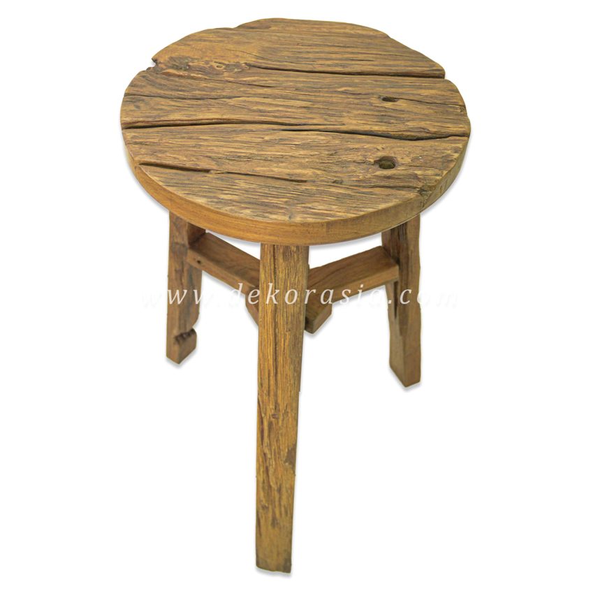 Round Rustic Stool - Wooden Stools for Home Furniture - Image 1