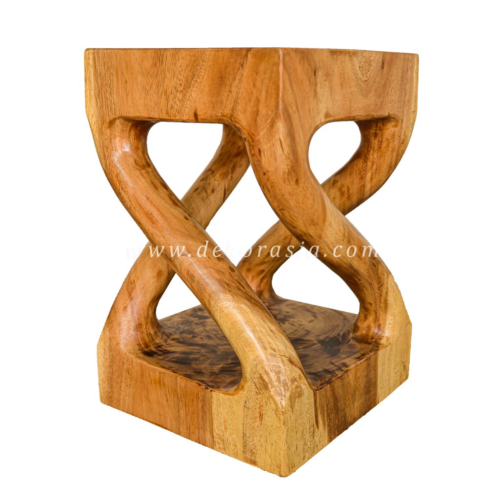 Square Twist Stool - Wooden Stools for Home Furniture - Image 1