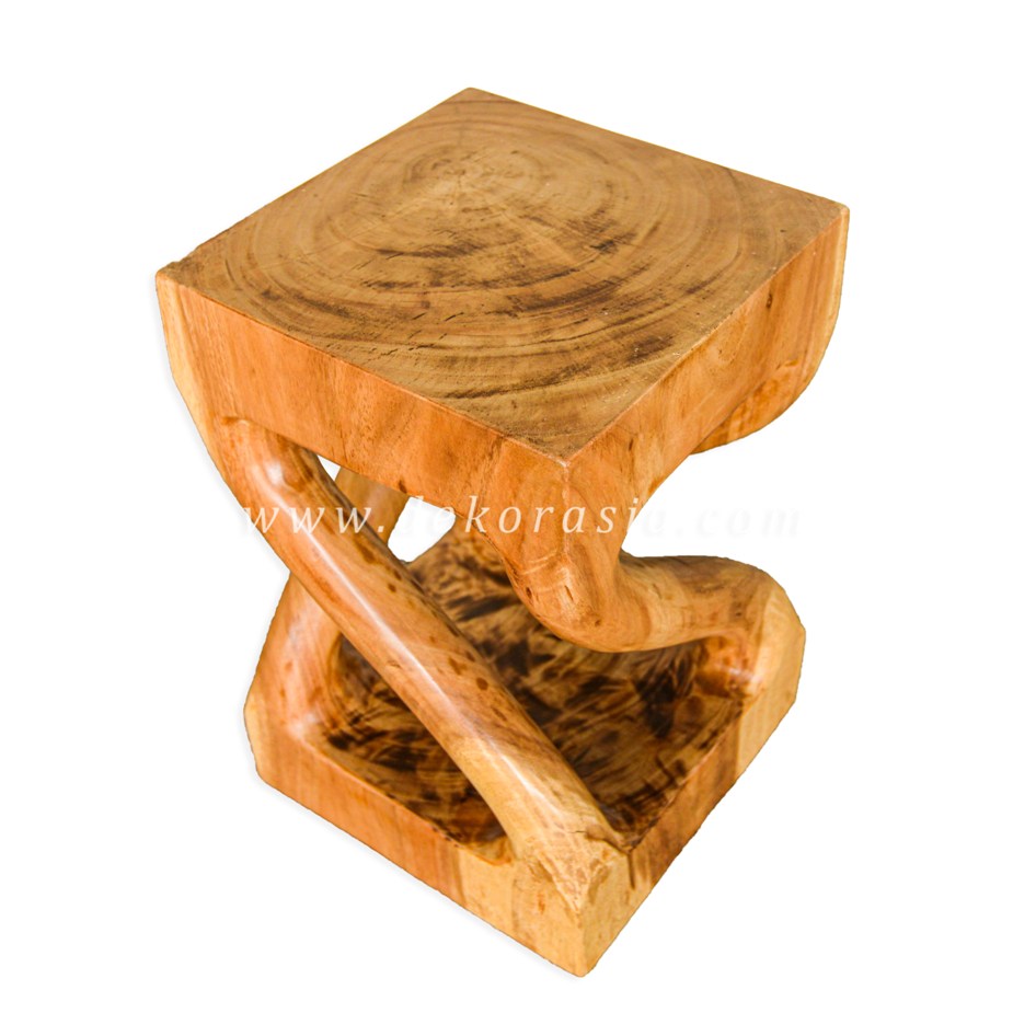 Square Twist Stool - Wooden Stools for Home Furniture - Image 2