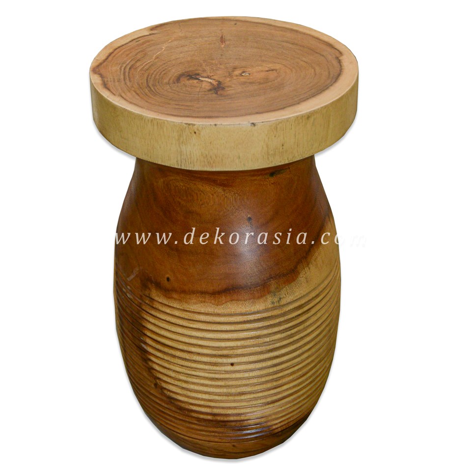 Turned Carved Suar Stool - Wooden Stools for Home Furniture - Image 1